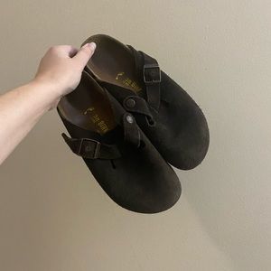 brown birkenstock boston clogs